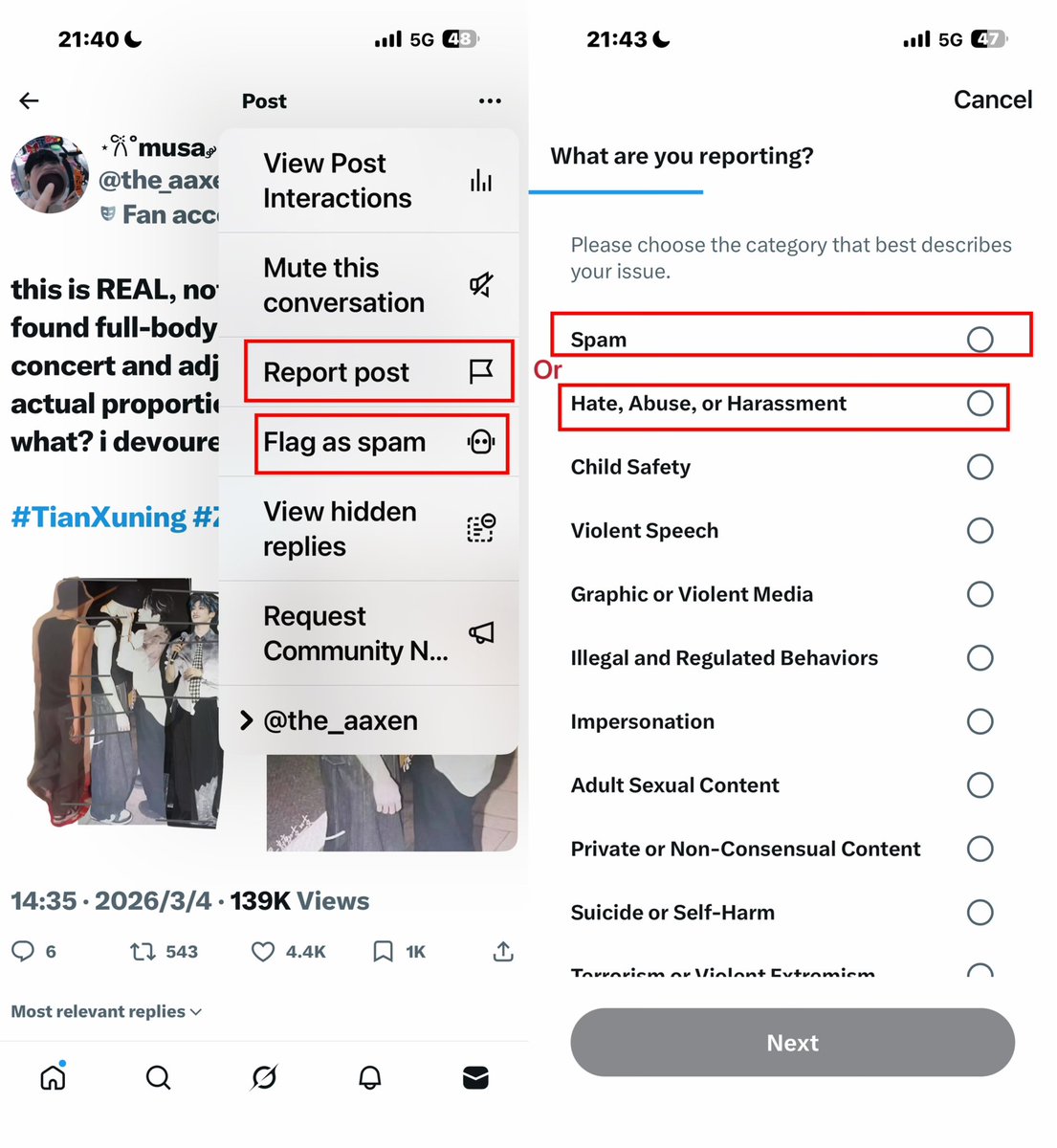 ZiYu_Guardian's tweet photo. #ProtectZiYu 🔮
🚨BLOCK & REPORT NOTICE

❗️ These posts contain AI-generated false content that damages ZiYu’s image and reputation. Please do not believe them, do not engage, and do not spread them.
❗️❗️  In accordance with the blacklisting rules, we blacklist these posts. Please follow the steps below to report the false information:

📌 Report under:
Spam（垃圾信息）/ Hate,Abuse or Harassment （仇恨、滥用和骚扰）
1️⃣https://t.co/XTU8PbAuxq
2️⃣ https://t.co/Fzs8Lm770I
3️⃣ https://t.co/cPDl2aW4ge
📌And mark it as spam.

⚠️Going forward, we will regularly blacklist and expose such AI-generated content. Please don’t create, share, interact with, or even edit these AI-made posts. Let’s refuse to be part of this shady chain.🚯