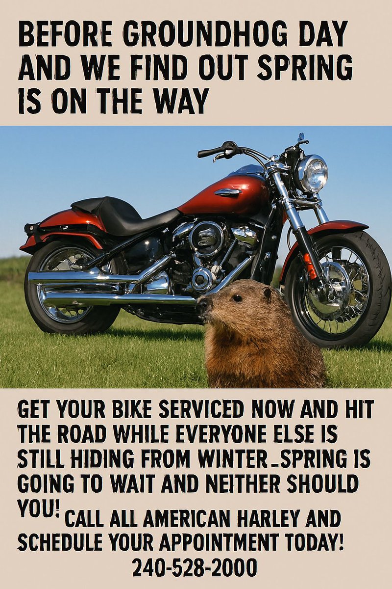 AllAmericanHD's tweet image. Spring’s here—time to wake the hog! 🏍️ Don’t let a dusty engine ruin your ride. Get your Harley serviced before the spring rush. Schedule today and own the open road! allamericanharley.com/service-depart… #HarleyDavidson #SpringRide #AllAmericanHarley