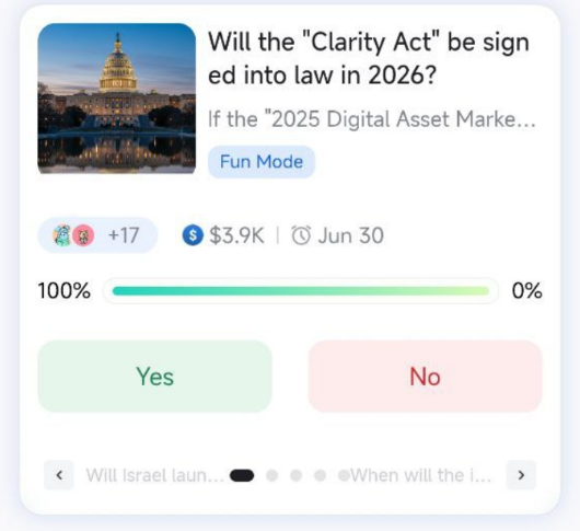 Will the “Clarity Act” officially become law in 2026?

If passed, it could reshape how digital assets are regulated in the United States — impacting exchanges, DeFi, and the broader crypto market.

📜 Signed into law in 2026
❌ Not passed or delayed

Regulation could define the