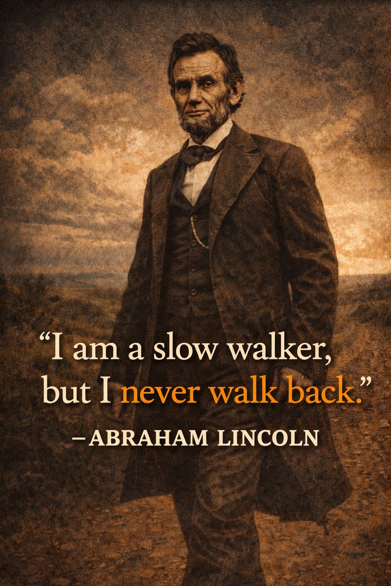 “I am a slow walker, but I never walk back.”

Abraham Lincoln

Consistency outweighs speed. Even gradual progress compounds over time. Steady determination builds outcomes that hesitation and retreat never will.