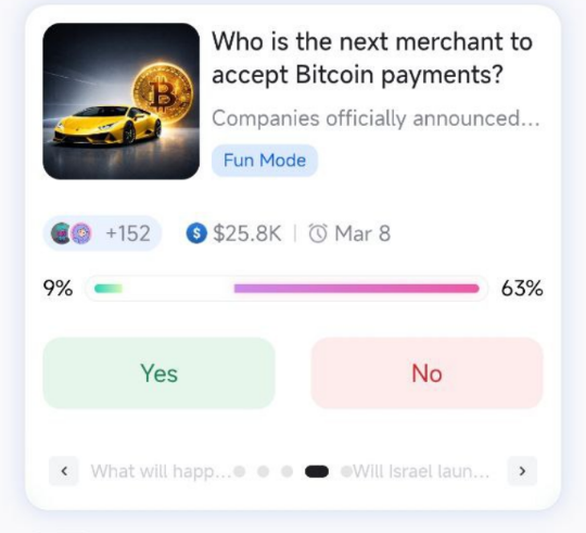 Another big merchant could be the next to accept Bitcoin payments.
Retail, tech, travel, or food — who will make the move first? 

🟢 A new merchant officially announces BTC payments
🔴 No major merchant adoption yet

Make your prediction 👇
seers.market/en/detail/1807

#Bitcoin #BTC