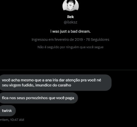 feticheemsolas's tweet photo. @ileksz ei saco de bosta, na proxima que quando tu for falar merda na dm de algm, tu da block n, arrombadinho. https://t.co/piycCgF38g