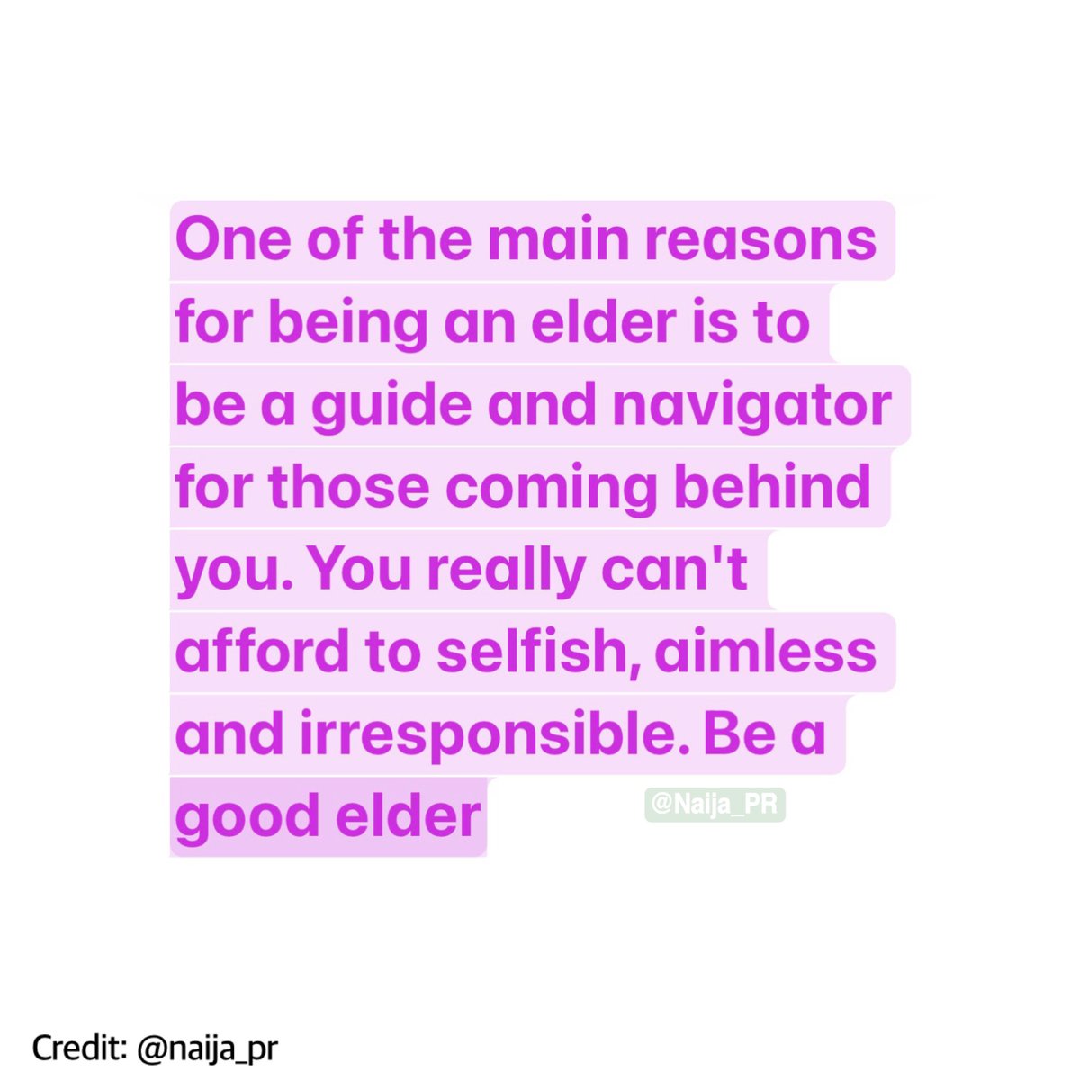 Be a good elder