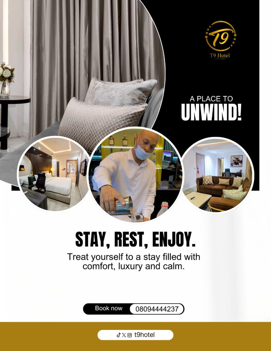 t9_hotel's tweet photo. It's that time to treat yourself to warm hospitality and peaceful rest.👌😍

Book a room today and experience heartfelt hospitality.

#BookNow
#T9HotelAndApartments
#WarmHospitality
#HotelComfort https://t.co/JXW9h7fIKF