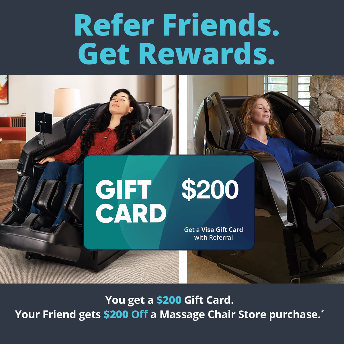 Massage_Chair's tweet image. Refer a friend or family member. Fill out the referral form and they will receive a credit for $200 off their Massage Chair Store purchase. Once your referral makes a purchase, you’ll receive your $200 gift card.  hubs.li/Q043B69d0 #ReferAndEarn #ShareTheLove #ReferFriends