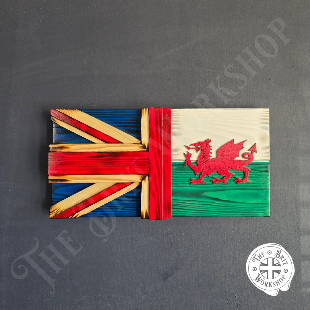 TheBritWorkshop's tweet photo. New in store, half British &amp; half Welsh 3D wooden flag 🇬🇧🏴󠁧󠁢󠁷󠁬󠁳󠁿 if you're proud to be Welsh &amp; British, these are for you!

https://t.co/ipUH6R8y7B https://t.co/OwANnYQHOU