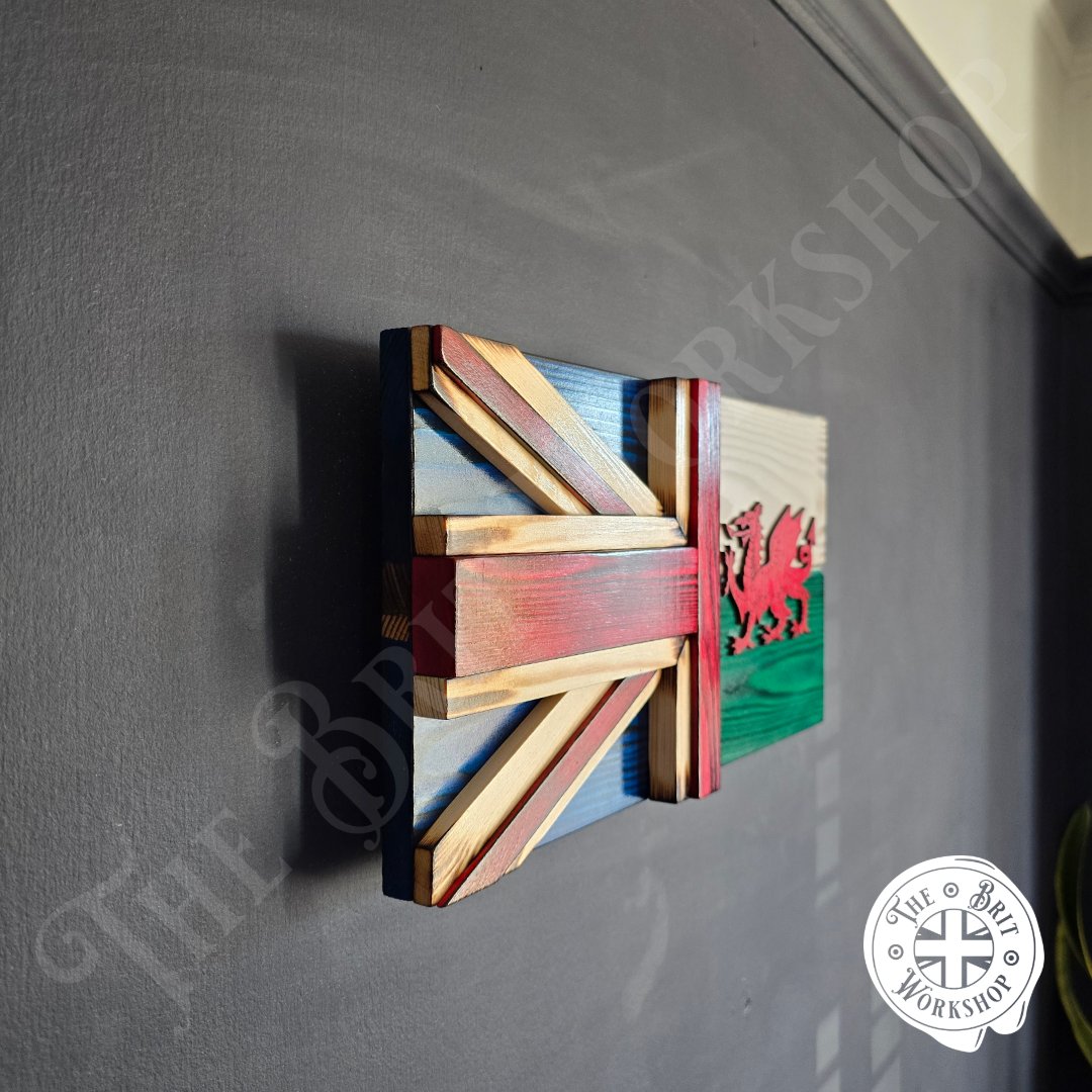 TheBritWorkshop's tweet photo. New in store, half British &amp; half Welsh 3D wooden flag 🇬🇧🏴󠁧󠁢󠁷󠁬󠁳󠁿 if you're proud to be Welsh &amp; British, these are for you!

https://t.co/ipUH6R8y7B https://t.co/OwANnYQHOU