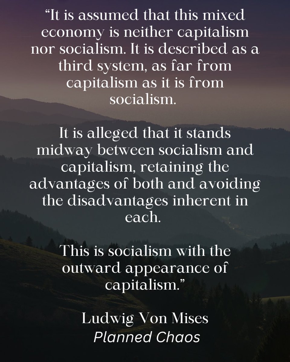 “Canada has the worst of both socialism and capitalism”
➡️ European level taxation without services
➡️ Businesses and wages in US states vastly outperform Canadian provinces
➡️ Government endorsed monopolies in many sectors

You cannot avoid the disadvantages of interventionism