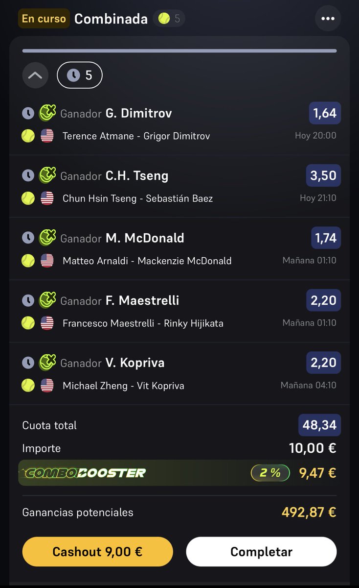 Hoy SI

Cuotas 10 y 50 para el segundo día de Indian Wells 🇺🇸 

Por el canal 2 picks gratis que tienen muy buena pinta ☘️