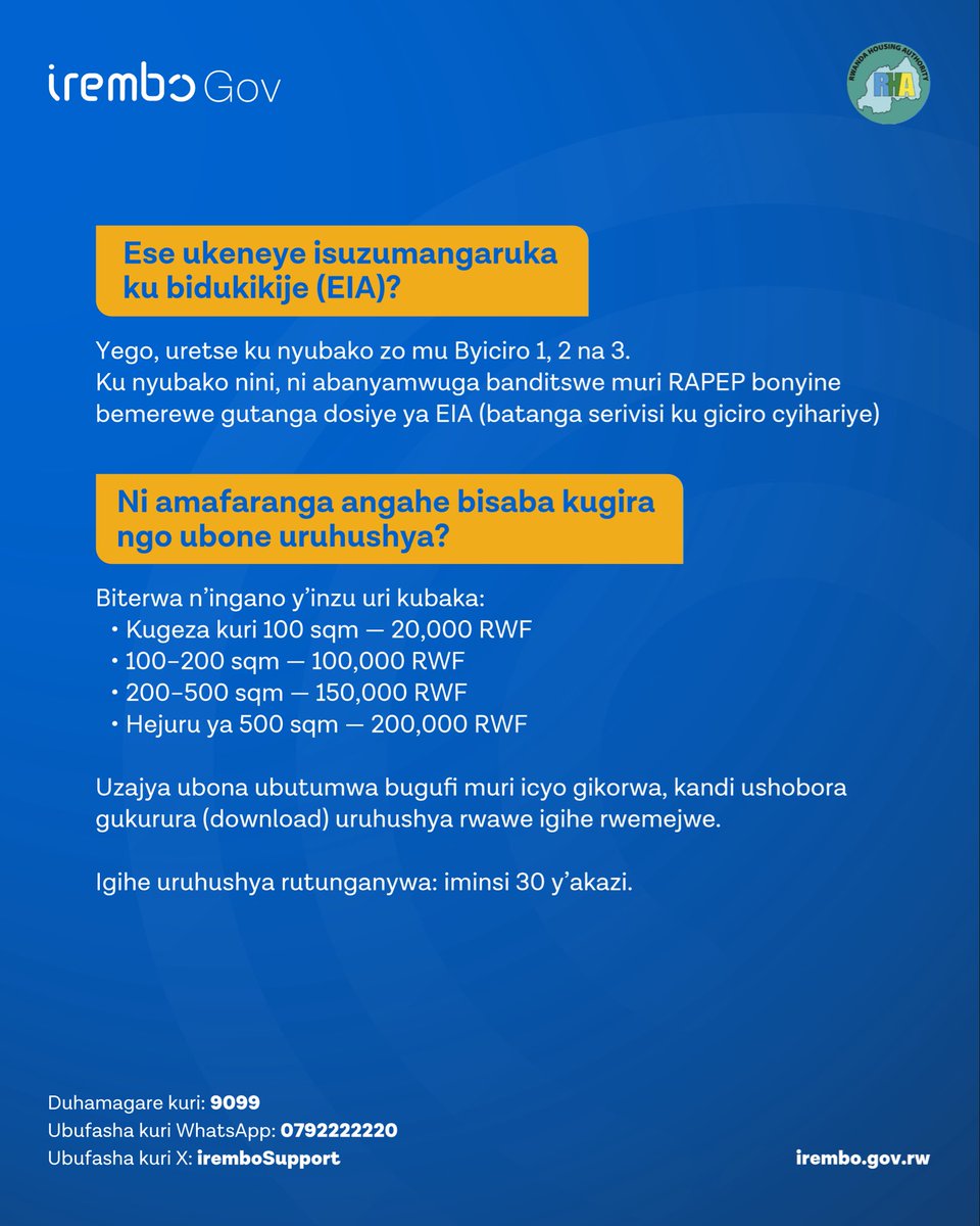 Waba ushaka kubaka inyubako nshya? Mbere yo gusaba Uruhushya rwo Kubaka Inyubako Nshya unyuze ku rubuga IremboGov, dore amakuru y’ingenzi ukwiye kumenya, harimo ibyo usabwa bitewe n’icyiciro cy’inyubako yawe, n’ibindi byinshi.