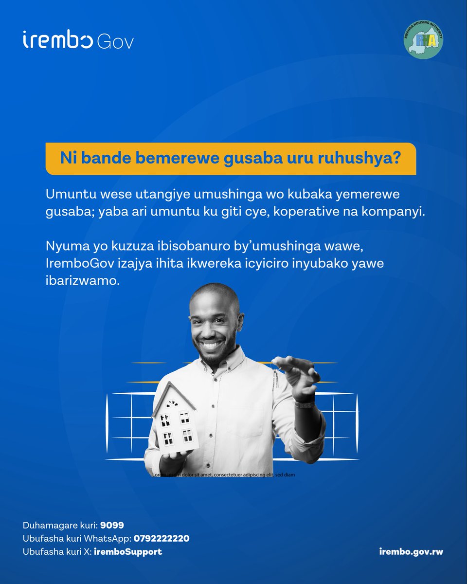 IremboGov's tweet photo. Waba ushaka kubaka inyubako nshya? Mbere yo gusaba Uruhushya rwo Kubaka Inyubako Nshya unyuze ku rubuga IremboGov, dore amakuru y’ingenzi ukwiye kumenya, harimo ibyo usabwa bitewe n’icyiciro cy’inyubako yawe, n’ibindi byinshi. https://t.co/bQl32t6pVb