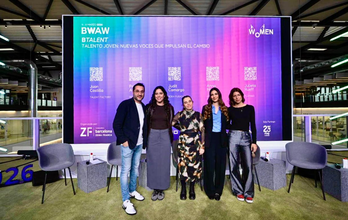ConsorciZF's tweet photo. En esta última sesión de hoy conoceremos nuevas voces que impulsan el cambio; talento joven #BTalent, de la mano de Patricia Aymà (@PatriAyma), Judit Camargo (#RokaFuradada), Anna Martín (#AthomH2Energytech) y Julieta Rueff (@RueffJulieta) y moderado por Juan Castilla (#TalentFactory). ¡No te pierdas esta oportunidad de conocer sus casos de éxito!