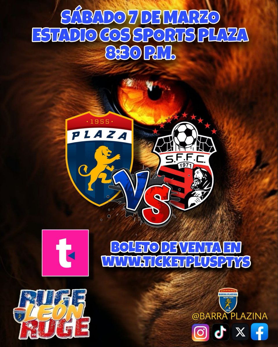 Buenos días manadas 🦁🦁🦁 nuestro próximo partido es este sabado 8:30 pm y ya pueden adquirir sus boletos en 3 x 8.25, ve en familia, en manada o  acompañado y alentemos a nuestro <a href="/cdplazaamador/">CD Plaza Amador</a> que va por ese triunfo 💪💙❤️⚽️🇵🇦
