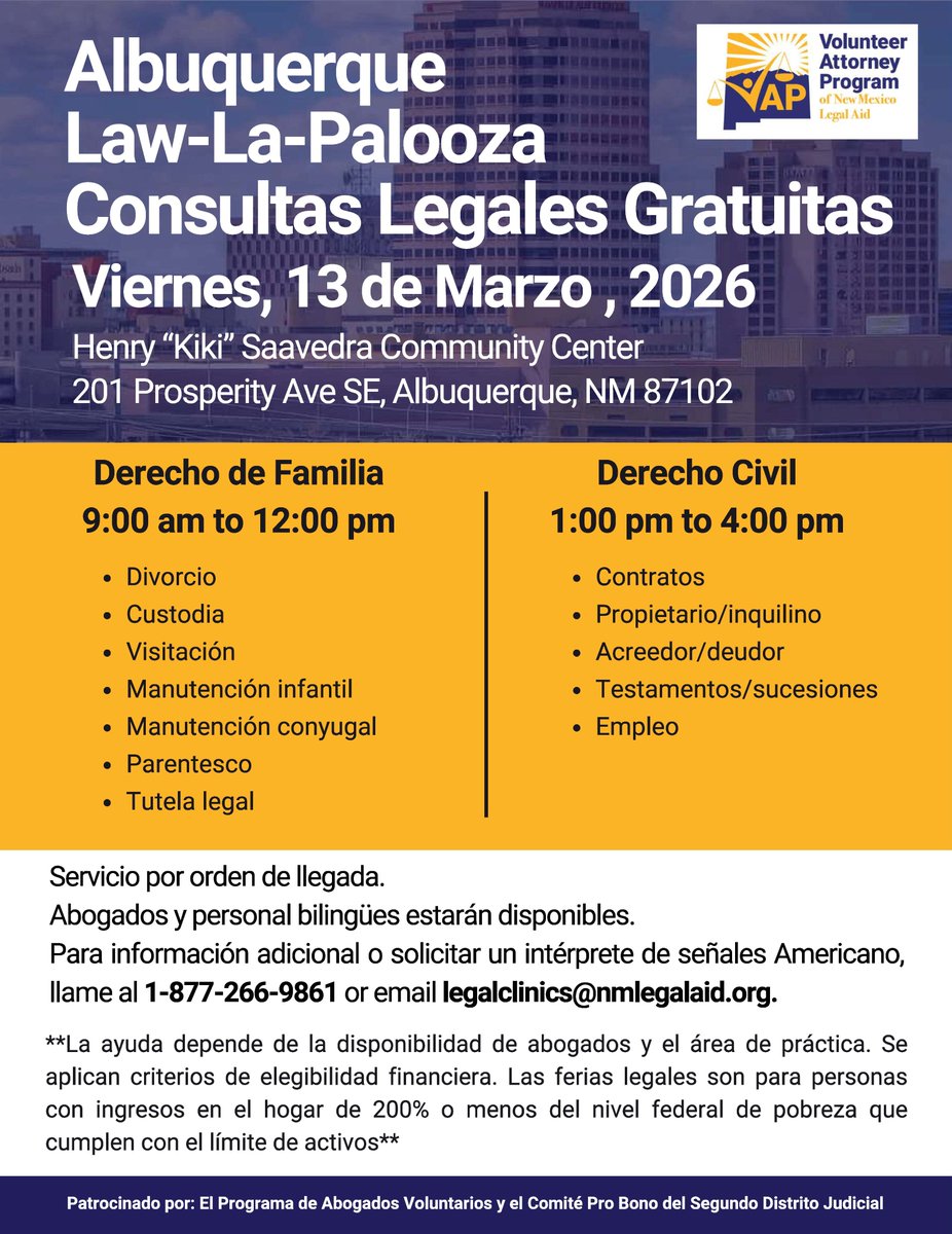 NM_LawLibrary's tweet photo. Get free legal help with family law &amp; civil law questions!  #lawhelp #nmcourts https://t.co/GFiZVMNyn0