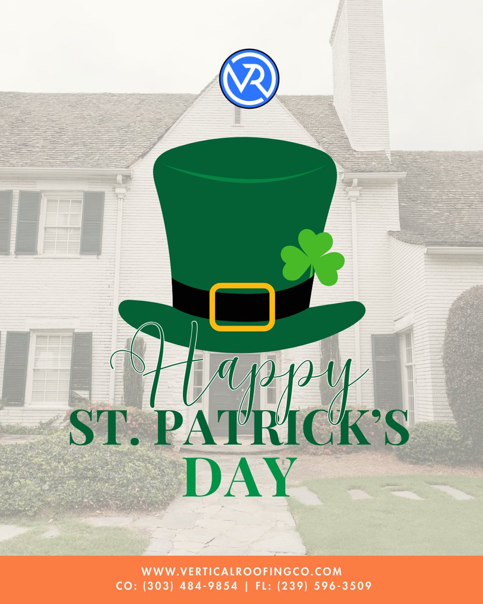 verticalroofco's tweet image. Feeling lucky this 🍀 St. Patrick’s Day!

Wishing you a day filled with good luck, good company, and a safe, happy home. 

🌐 verticalroofingco.com
📞 CO: (303) 484-9854 | FL: (239) 596-3509

#StPatricksDay #VerticalRoofing #LuckyHome #HomeProtection #RoofExperts