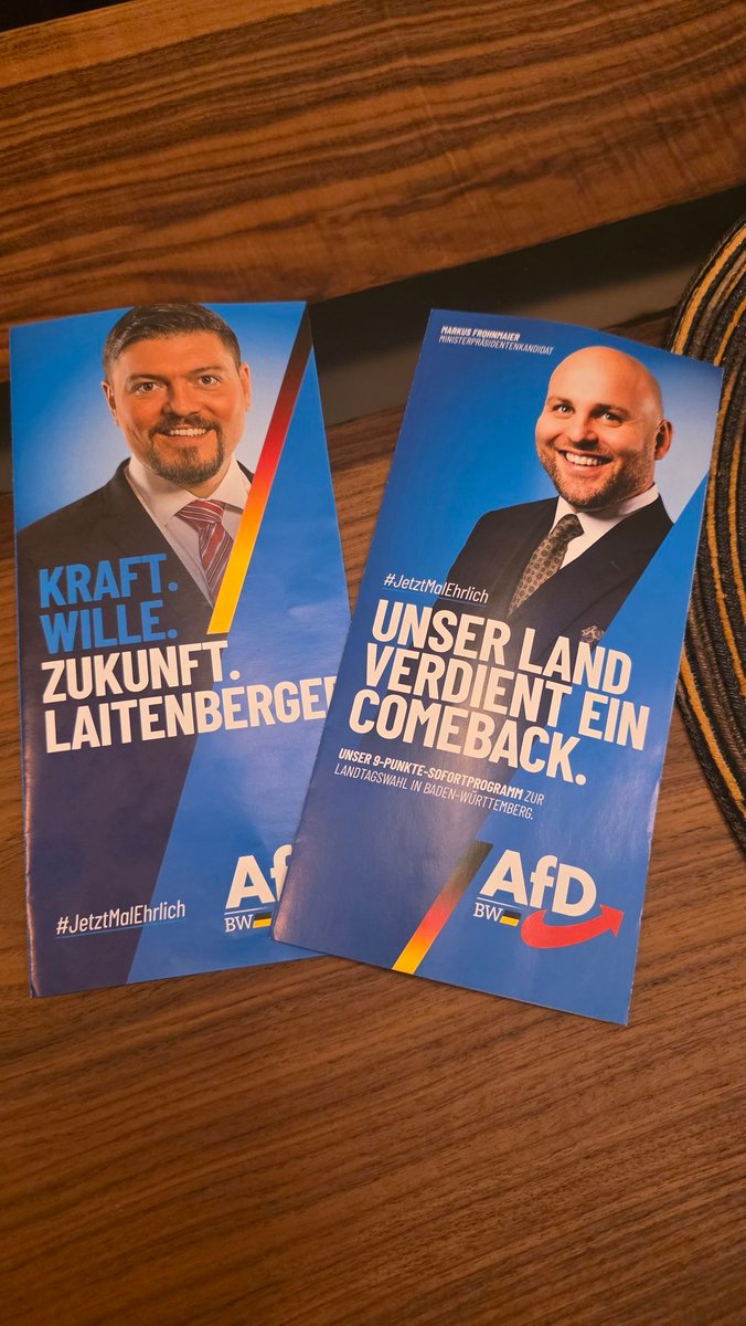 Was ich am Sonntag wählen werde, ist mir längst klar.
<a href="/Frohnmaier_AfD/">Markus Frohnmaier</a> <a href="/AfD_Kraichtal/">AfD Kraichtal</a>