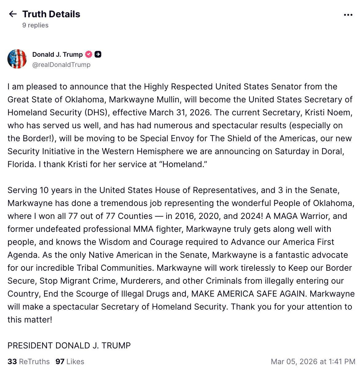 Ikennect's tweet image. I personally thought Kristi Noem did a great Job.
Mullin is a great choice though