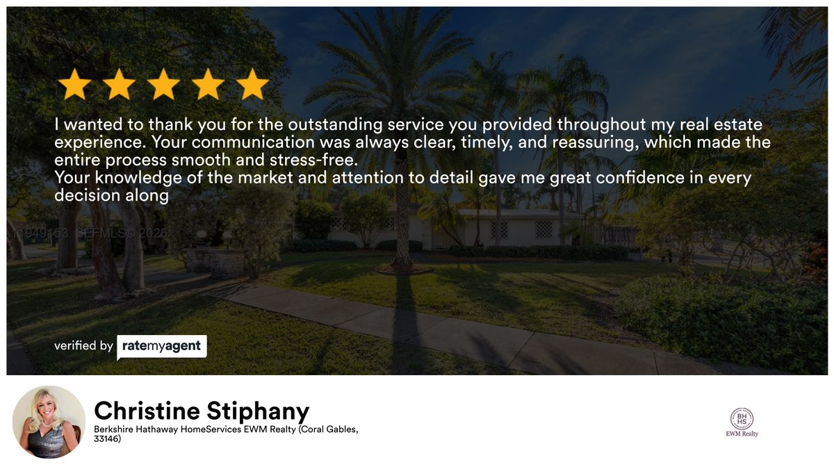 clstiphany's tweet photo. My latest RateMyAgent review in Cutler Bay.
Realtor 0645863
https://t.co/3Pe29ufbZp

...
#ratemyagent #realestate @christinestiphany @puresouthflorida #Berkshire_Hathaway_HomeServices_EWM_Realty_Pinecrest_ #christinestiphany #puresouthflorida https://t.co/adbkx2gWFx