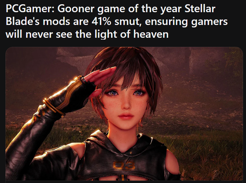 Grummz's tweet photo. Game journalists are complete hypocrites. 

They promote RE Leon sexy mods but not Stellar Blade.

That's because they are retarded. You should never take arguments arguments from them seriously. https://t.co/LYhrcd95eo