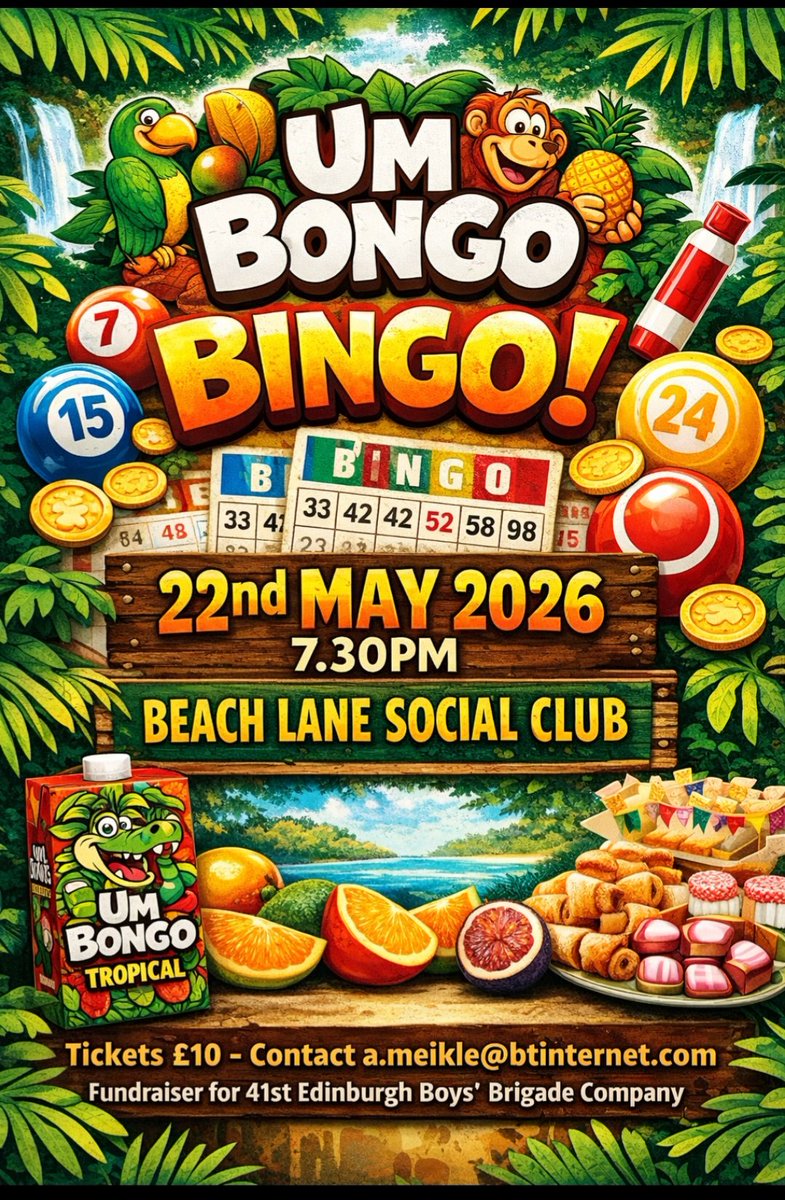 ** Diary Date ** Um Bongo Bingo returns by popular demand. Bingo, dancing, food, music and nonsense! Tickets on sale soon