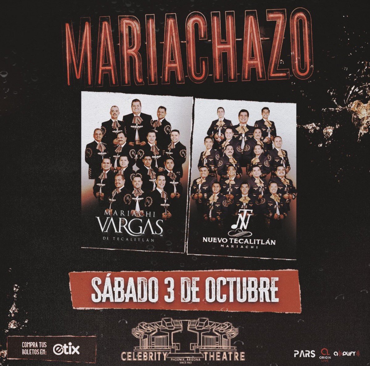 thecelebrityphx's tweet photo. ¡Recién anunciado! 🥁 Por primera vez en la historia, dos de las mayores instituciones musicales de México, el Mariachi Vargas de Tecalitlán y el Mariachi Nuevo Tecalitlán, compartirán el mismo escenario en una celebración única e inolvidable de la herencia mexicana.

Este espectáculo histórico, titulado “Mariachazo 2026”, reúne más de un siglo de tradición, pasión y orgullo en una noche de música, cultura y emoción. El concierto contará con ambos grupos tocando juntos, creando una poderosa sinfonía de violines, trompetas y voces que representan el corazón de México.

Entradas a la venta este martes 10 de marzo a las 10 am. https://t.co/0AkUuOnFvd 🎟️
