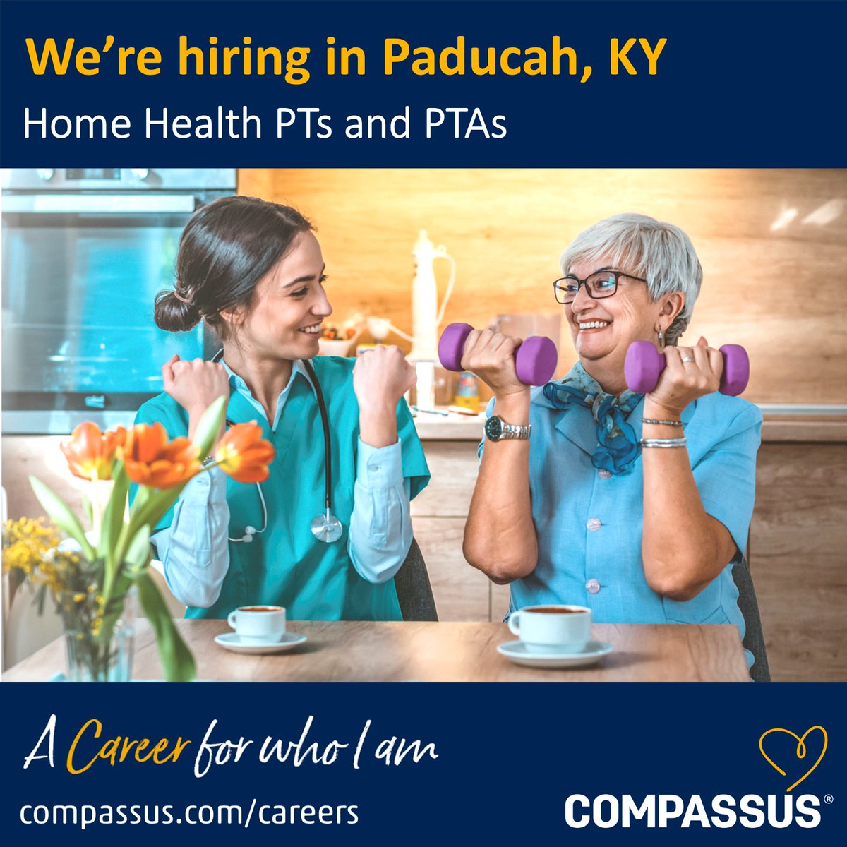 Our Mercy Health Home Care by Compassus team in Paducah, KY, is seeking to hire Physical Therapists and Physical Therapy Assistants.

▶️ Explore our PT openings at bit.ly/3NlnTDQ.

If you’re passionate about making a difference in the lives of patients, apply today!