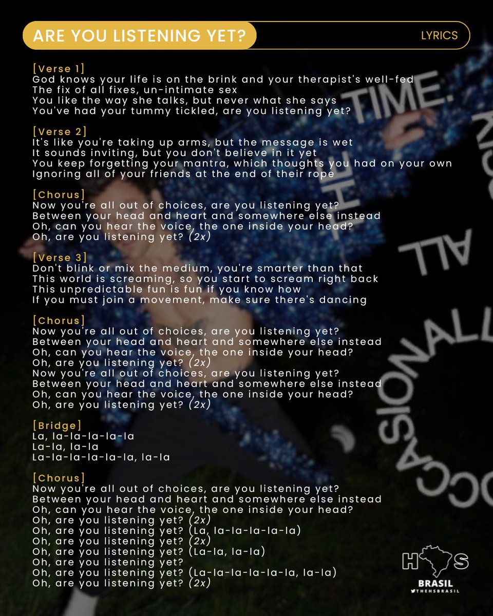 thehsbrasil's tweet photo. Are You Listening Yet? — Lyrics 💋🪩 https://t.co/AfTLGuGMNb