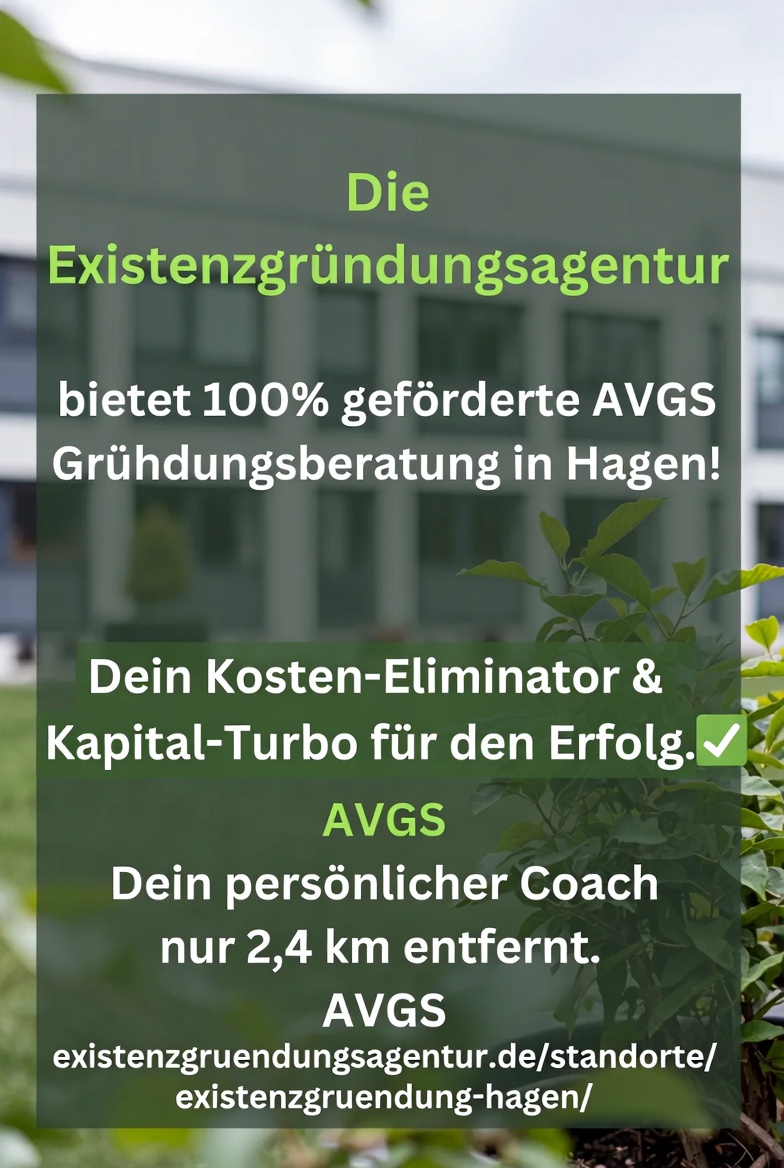 markustonn's tweet image. Die Existenzgründungsagentur bietet 100% geförderte AVGS Gründungsberatung in Hagen! Dein Kosten-Eliminator &amp;amp; Kapital-Turbo für den Erfolg. Coach nur 2,4 km entfernt. #Hagen #Selbstständigkeit #AVGS existenzgruendungsagentur.de/standorte/exis…