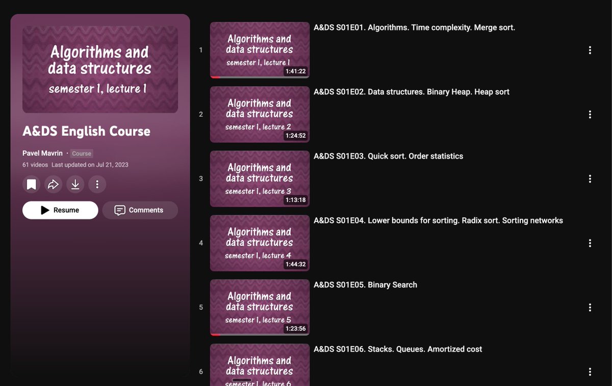 asishcodes's tweet photo. This is one of the best YouTube lectures on data structures and algorithms, taught by Pavel, a Codeforces grandmaster and ITMO University professor. https://t.co/oirEb5V2yn