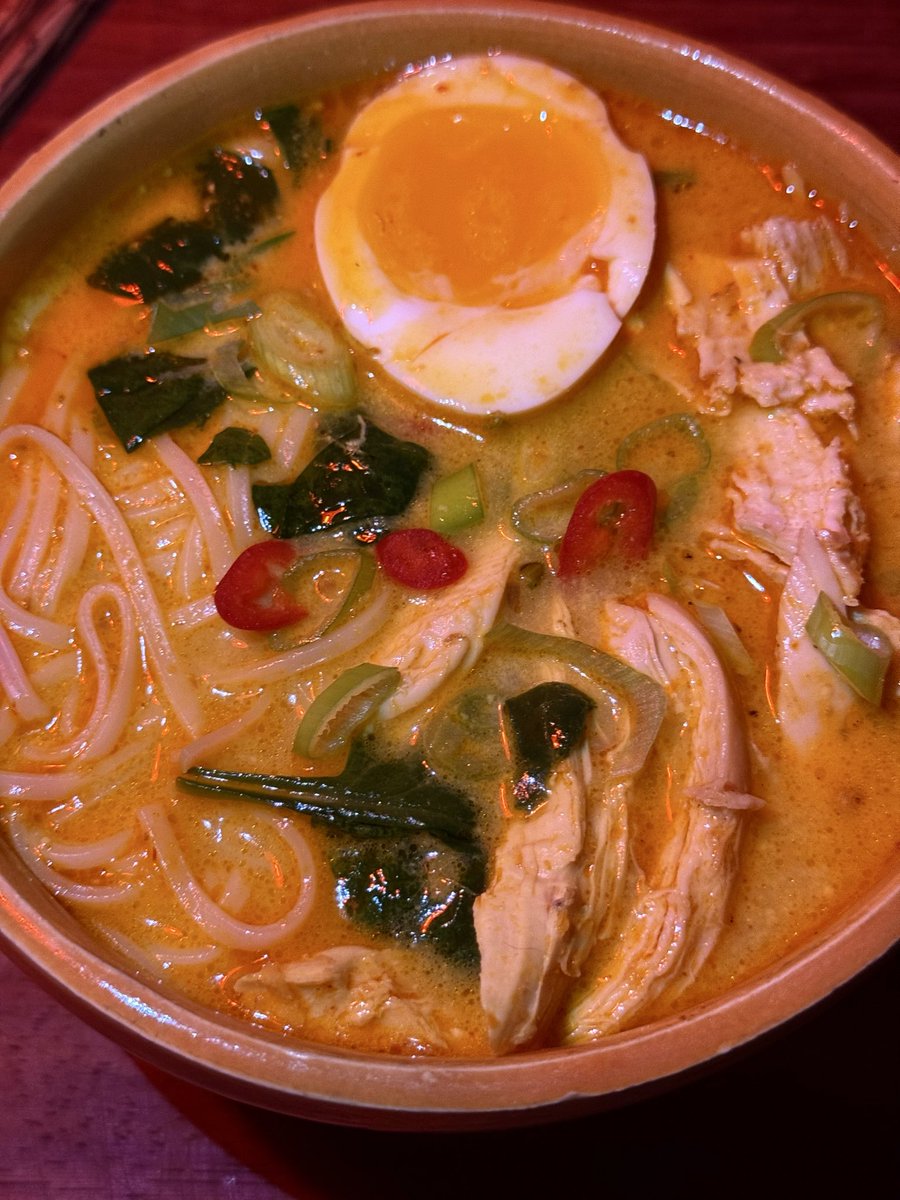 Coconut curry chicken soup made with my chicken stock. Spinach ...
