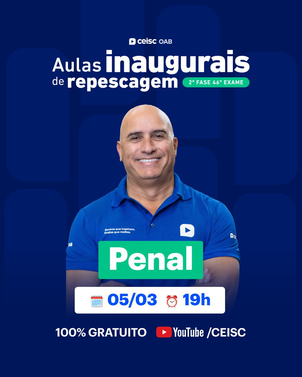 cursoceisc's tweet photo. Atenção #Oabeiro! 

A noite temos mais Aulas Inaugurais de Repescagem e você tem ainda a chance de levar uma Bolsa de Estudos 100% para RETOMAR  a sua preparação. 

Segue o link + aulas de hoje: 

https://t.co/XeUYLarPn9 https://t.co/7gSzjSDNlr