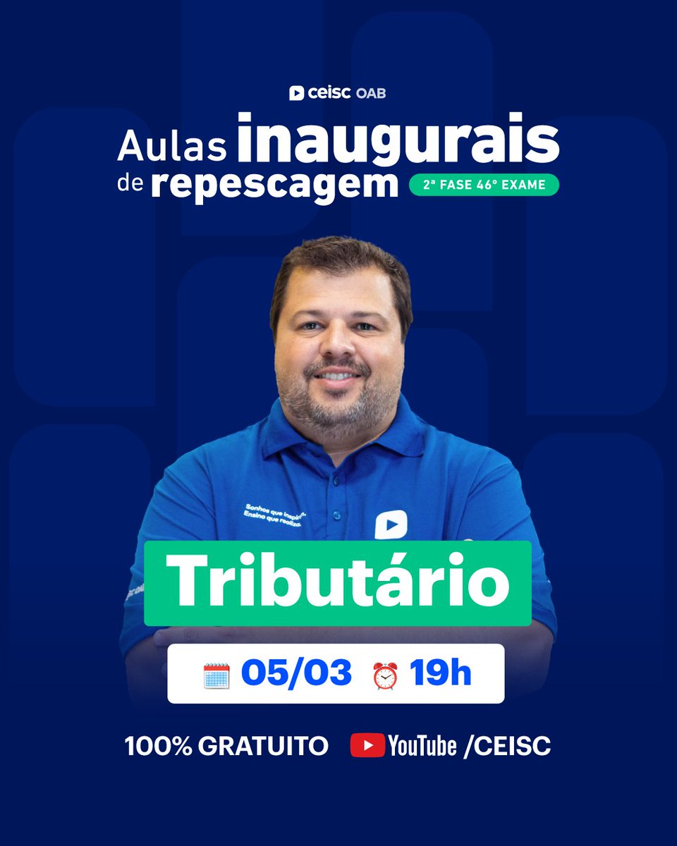 cursoceisc's tweet photo. Atenção #Oabeiro! 

A noite temos mais Aulas Inaugurais de Repescagem e você tem ainda a chance de levar uma Bolsa de Estudos 100% para RETOMAR  a sua preparação. 

Segue o link + aulas de hoje: 

https://t.co/XeUYLarPn9 https://t.co/7gSzjSDNlr