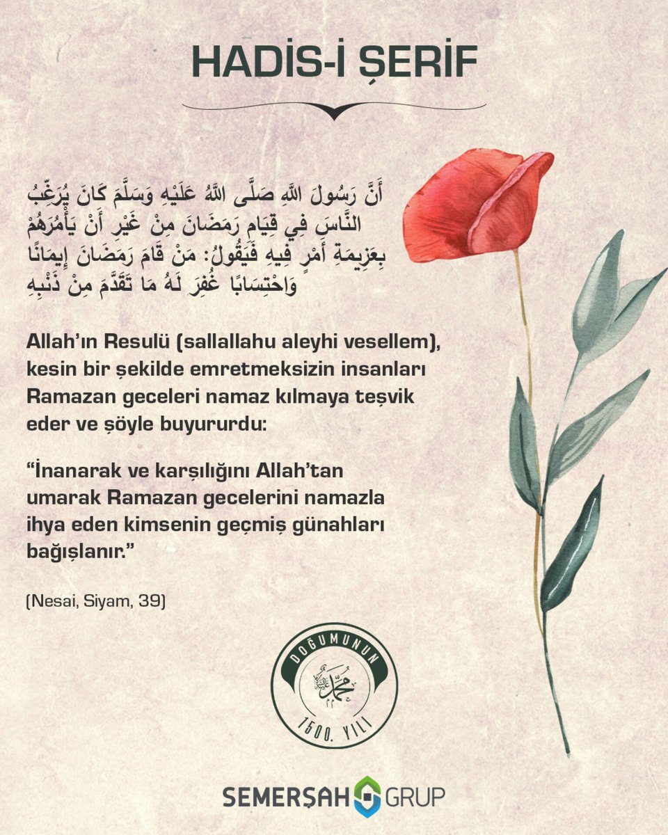 Allah’ın Resulü (sallallahu aleyhi vesellem), kesin bir şekilde emretmeksizin insanları Ramazan geceleri namaz kılmaya teşvik eder ve şöyle buyururdu: 

“İnanarak ve karşılığını Allah’tan umarak Ramazan gecelerini namazla ihya eden kimsenin geçmiş günahları  bağışlanır.” (Nesai,