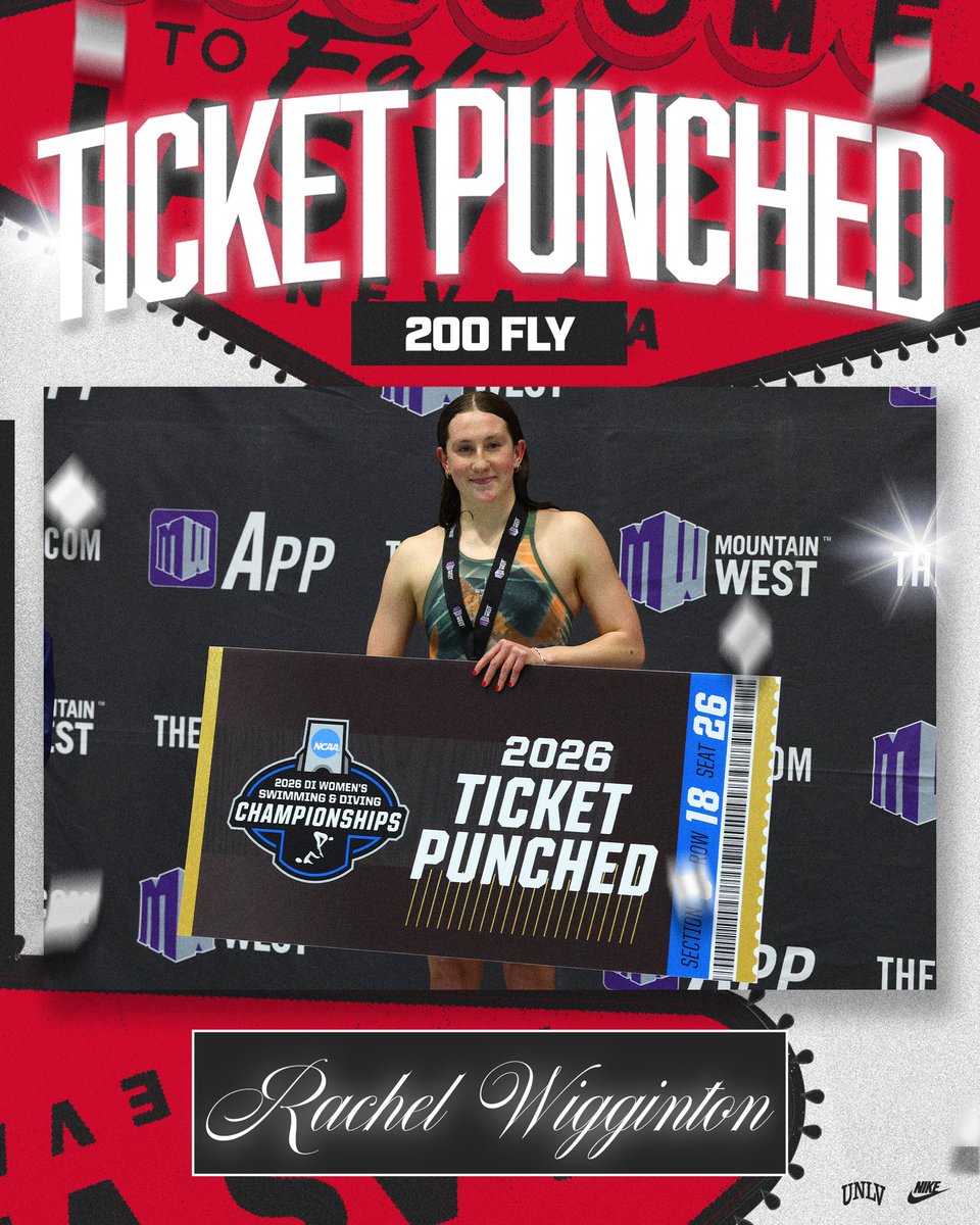 UNLV_Swim_Dive's tweet photo. 🎟️ 𝑻𝑰𝑪𝑲𝑬𝑻 𝑷𝑼𝑵𝑪𝑯𝑬𝑫 🎟️
Rachel is heading to Atlanta for the NCAA Championships‼️😤😎
#JustGoOff https://t.co/8itqRFMaRK