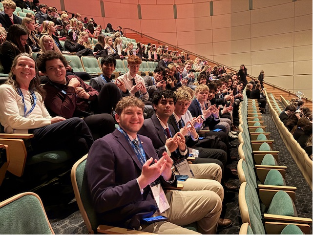 GroveDeca's tweet photo. Crimson DECA did a great job at the State DECA Conference! Two students, Sham Manikandan  &amp; Owen Breitenfeldt, made it to finals, but nobody made it to nationals. Memories were made &amp; fun was had! Way to go Crimson 😀👍#crimsondeca https://t.co/uJmrBGSate