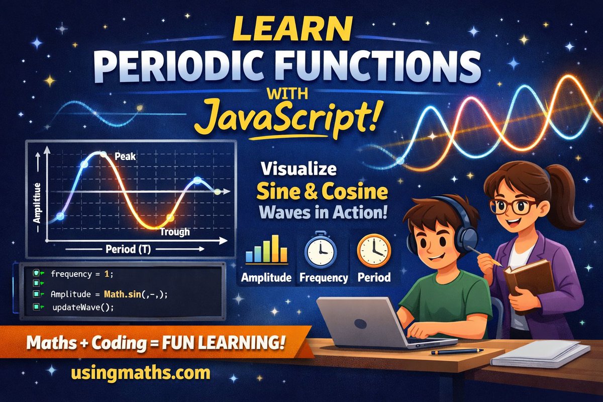 useOfMaths's tweet photo. Ever wondered how math creates movement in games? 🎮📈

Check out this interactive tool for Periodic Functions! Adjust parameters and see how JavaScript brings sine &amp; cosine waves to life.
Perfect for students &amp; teachers!

🔗 https://t.co/YFop1vywoK

#Math #STEM #LearningTools https://t.co/SoauqtkTkn