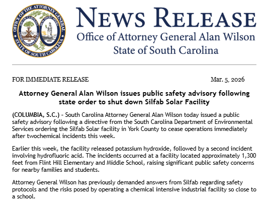 South Carolina Attorney General's Office tweet media