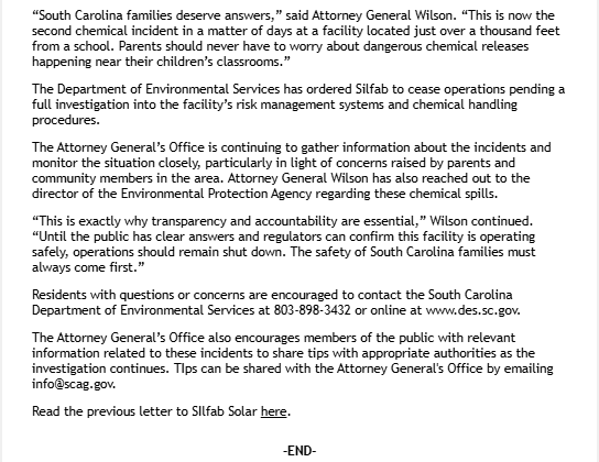 South Carolina Attorney General's Office tweet media
