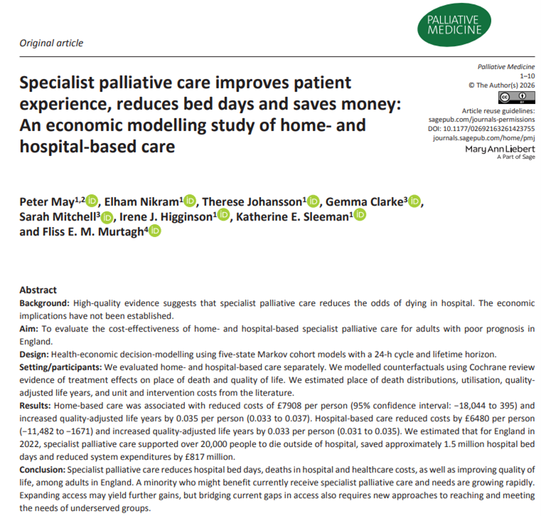 Dr_GClarke's tweet photo. NEW PAPER: Our decision-modelling study showed specialist palliative care in England (home and hospital) saved £817M, freed 1.5M hospital bed days, helped 20,000+ people die outside hospital and improved quality of life. #palliativecare #palliativemedicine https://t.co/bxmyXVeL8w
