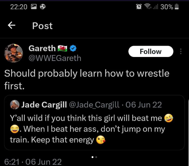 SonOfADaywalker's tweet photo. @supakixbabe Sadly it's nothing new. At the end of the day, you can read these "fans" like a book. 

They hate anyone that's in AEW but love them when they go to WWE.

They love anyone that's in WWE but hate them when they go to AEW (or anywhere else).

I called it the "WWEGareth Effect". https://t.co/b26frszlEB