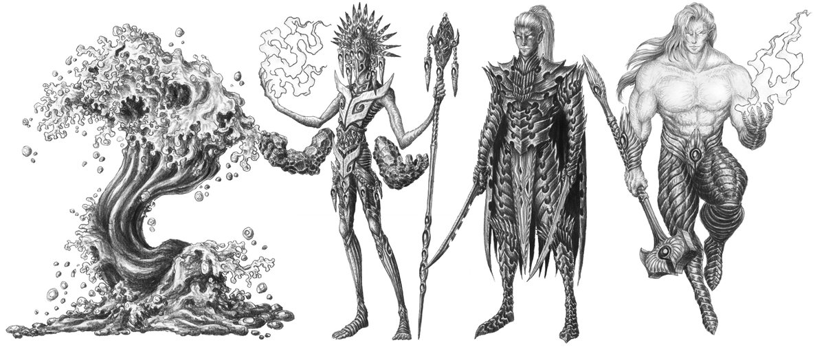 🍃MARCH🍃and previous 500+ arts (most of them are available with commercial license) + custom creatures with illustrations and stats on my #Patreon :
Water Elemental, Drow, Empyrean, Aethrion Shaman