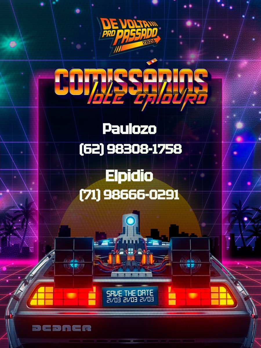 🎓⚡ Atenção, calouros…

Sejam bem-vindos à universidade e nada melhor do que começar atravessando o tempo.

O LOTE CALOURO está liberado na De Volta pro Passado 🔥🚗💨

DE VOLTA PRO PASSADO ⏰⚡
🎟️ Ingressos em vibratickets.com.br ou com nossos comissários oficiais!