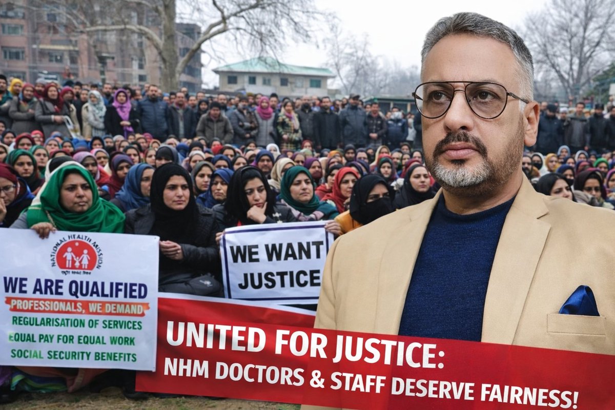 KhalidTufa29's tweet photo. NHM doctors &amp; staff in Jammu Kashmir have served for 10–18 years on meagre salaries of ₹30–40k, often delayed by months. Despite their vital role in healthcare, they are denied regularization, pension and basic security. Their struggle is a fight for justice and dignity. https://t.co/V1C9b67o7G