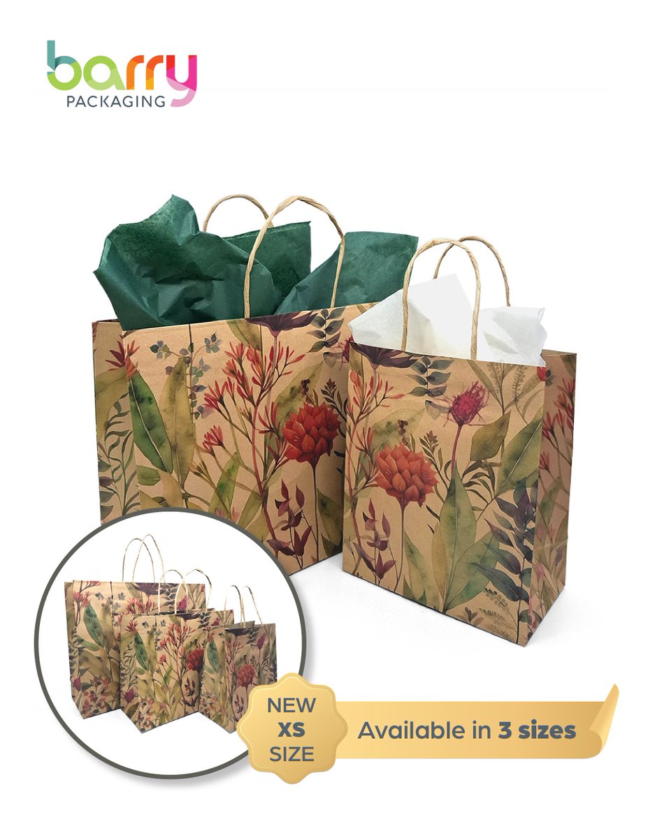 Our best-selling signature bags have got a new little friend. Introducing the XS size in the Spring palette and Wild Flowers range. Available for next day delivery on our website or call us on 066 71 18200. #barrypackaging #irishbusiness #carrierbags #ecofriendly