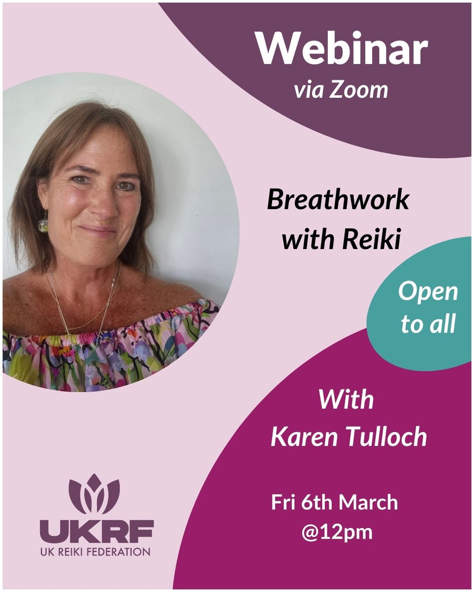 ✨ Online Event: Breathwork with Reiki ✨

Join us for a powerful, restorative session with Karen Tulloch: a Clinical Hypnotherapist, Reiki Master Teacher, Coach &amp; Trauma-Informed Breathwork Facilitator.

To access these #memberbenefits join UKRF from £25: reikifed.co.uk/join