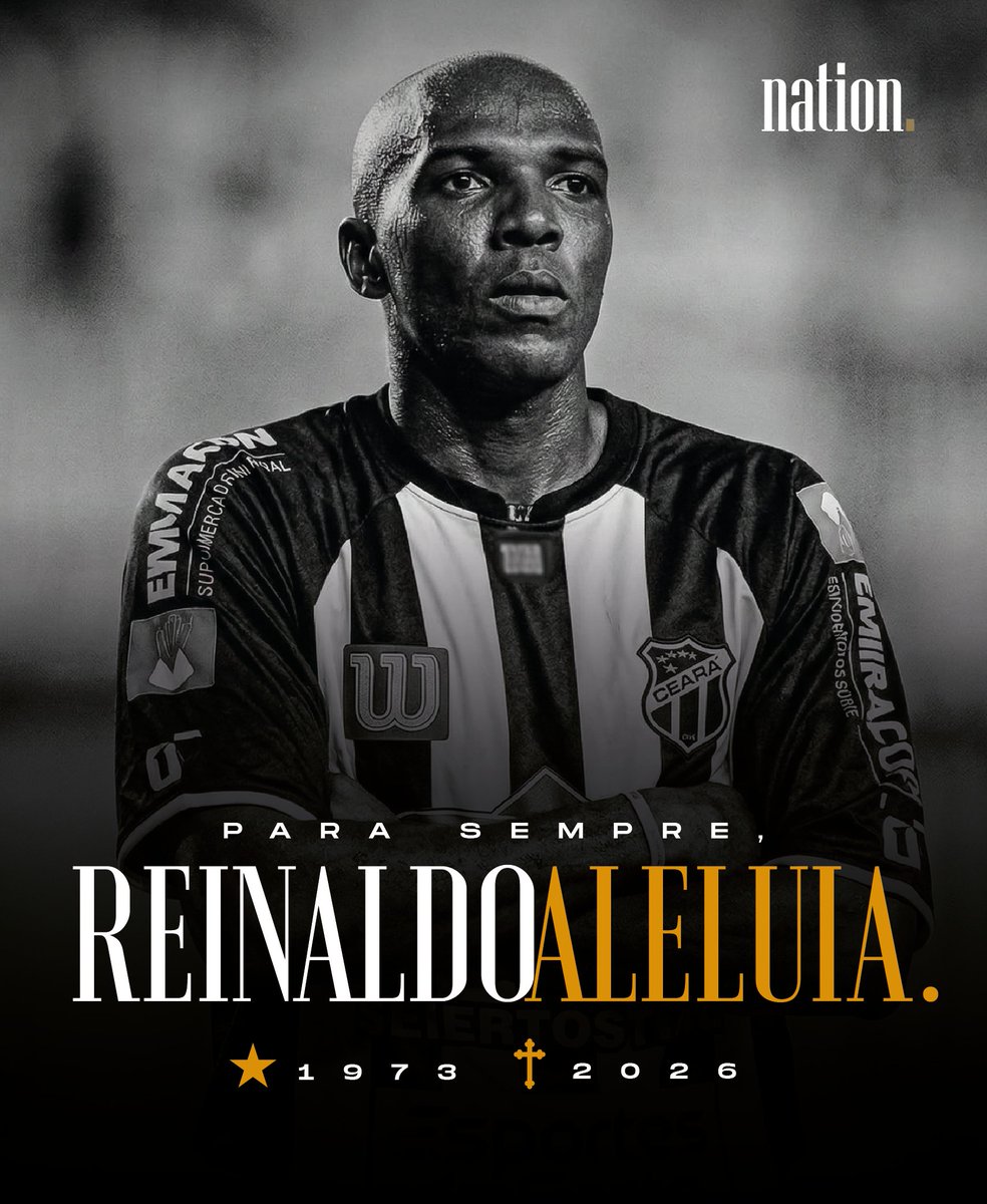 LojaNation's tweet photo. Dia de luto para a Nação Alvinegra. ⚫

Partiu nesta quinta-feira, aos 53 anos, o eterno Reinaldo Aleluia, ídolo de uma geração e um dos nomes mais marcantes do Ceará no início dos anos 2000.

Aleluia disputou 97 partidas pelo Vozão e marcou 20 gols entre 2004 e 2007. https://t.co/IoV9JIzXus