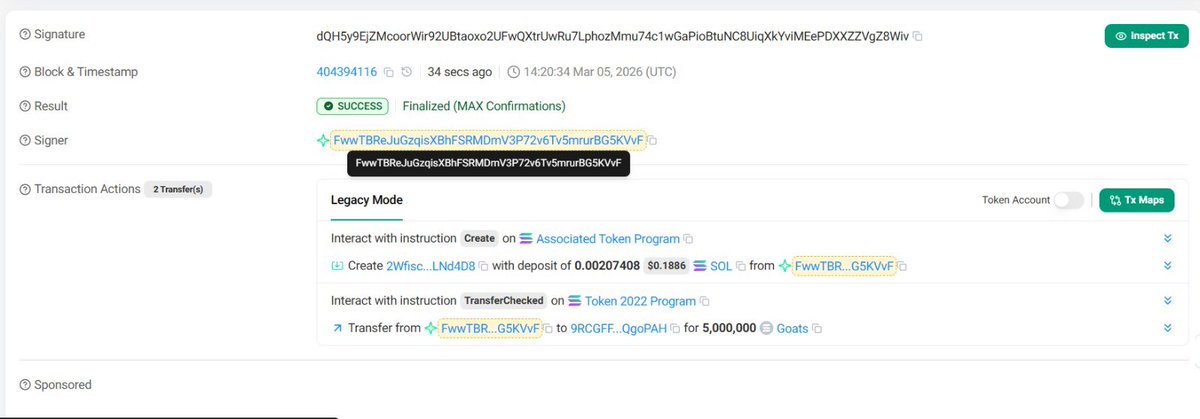 modivikash1's tweet photo. The top holder is constantly buying $goats with his alt -wallet and transferring it to another wallet.

They're probably planning something, or the next meme they'll push is $goats.

4QGCcHmPYcqbqUm4kHGgJ9VtaPH62dGSsXmUVxgkpump

This ca https://t.co/nCSUEeXU1L