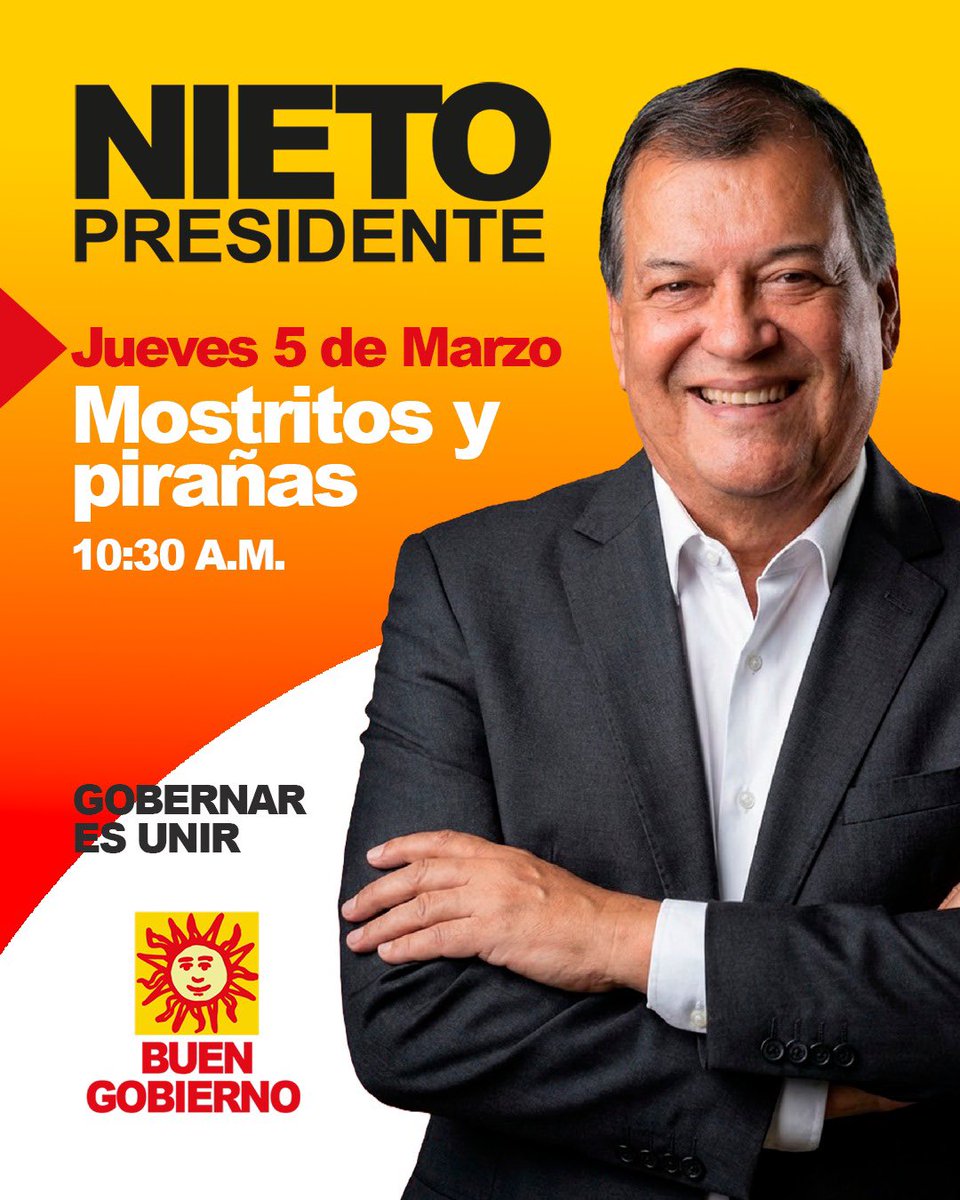 BuenGobiernoPe's tweet photo. Hoy, Jorge Nieto llevará sus propuestas a distintos espacios digitales para dialogar sobre el país que necesitamos construir.
Porque gobernar es unir y todos merecemos #UnBuenGobierno.
#BuenGobierno #GobernarEsUnir #JorgeNieto #MarcaElSol https://t.co/4TWKTyU6vQ