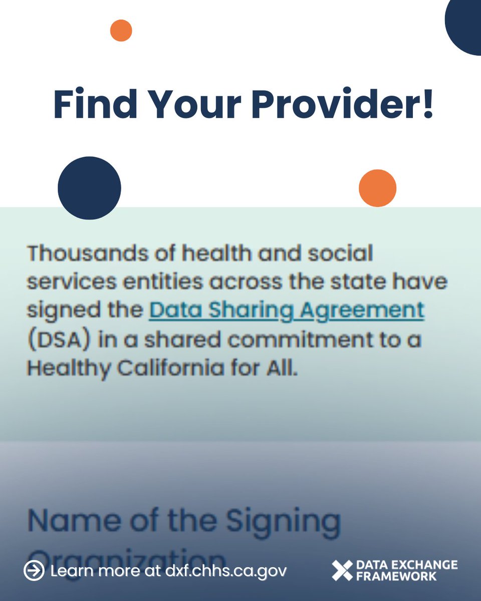 CA_DxF's tweet photo. Thousands of health and social services entities across the state have signed the Data Sharing Agreement in a shared commitment to a Healthy California for All.

Curious if your provider signed? Check on our website!

https://t.co/6xkseQRukW https://t.co/De2ezSQ2lR