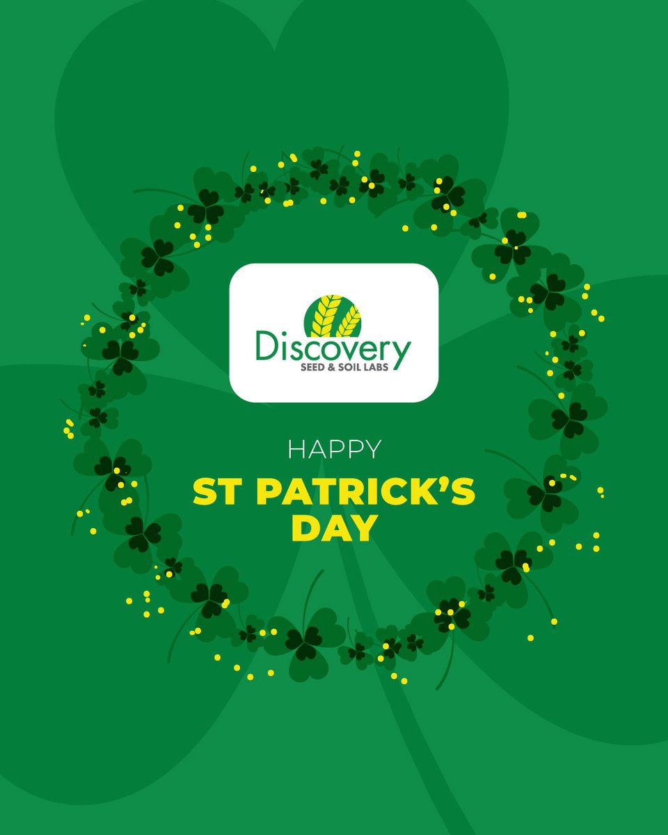 Feeling a little extra green today. 🍀
Wishing everyone a happy St. Patrick’s Day. Here’s to good luck and healthy crops ahead!

#DiscoverySeedLabs #Saskatoon #DiseaseTesting #SoilTesting #SeedSample #SeedTesting #SeedPerformance